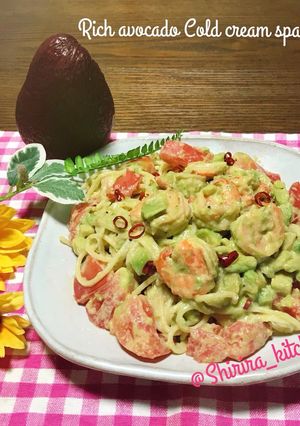 Foto resep Rich avocado Cold cream spaghetti (spaghetti dg krim alpukat)