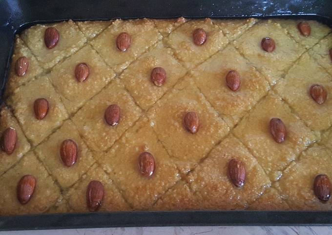 Basbousa (middle eastern sweet cake)