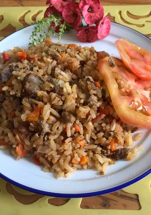 Una foto de Arroz de mollejas de pollo
