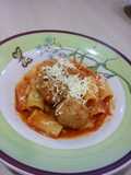 Rigatoni with Dijon Meatball in Tomato Souce