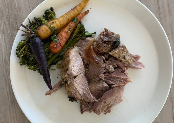 Steamed veggies and Roast Lamb