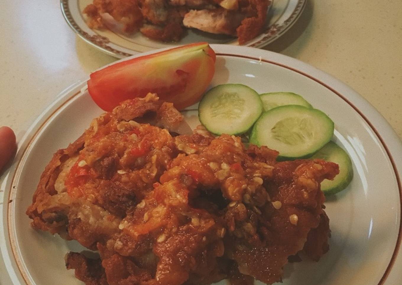 Ayam geprek pedas & non-pedas