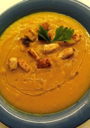 Una foto de Sopa crema de zapallos