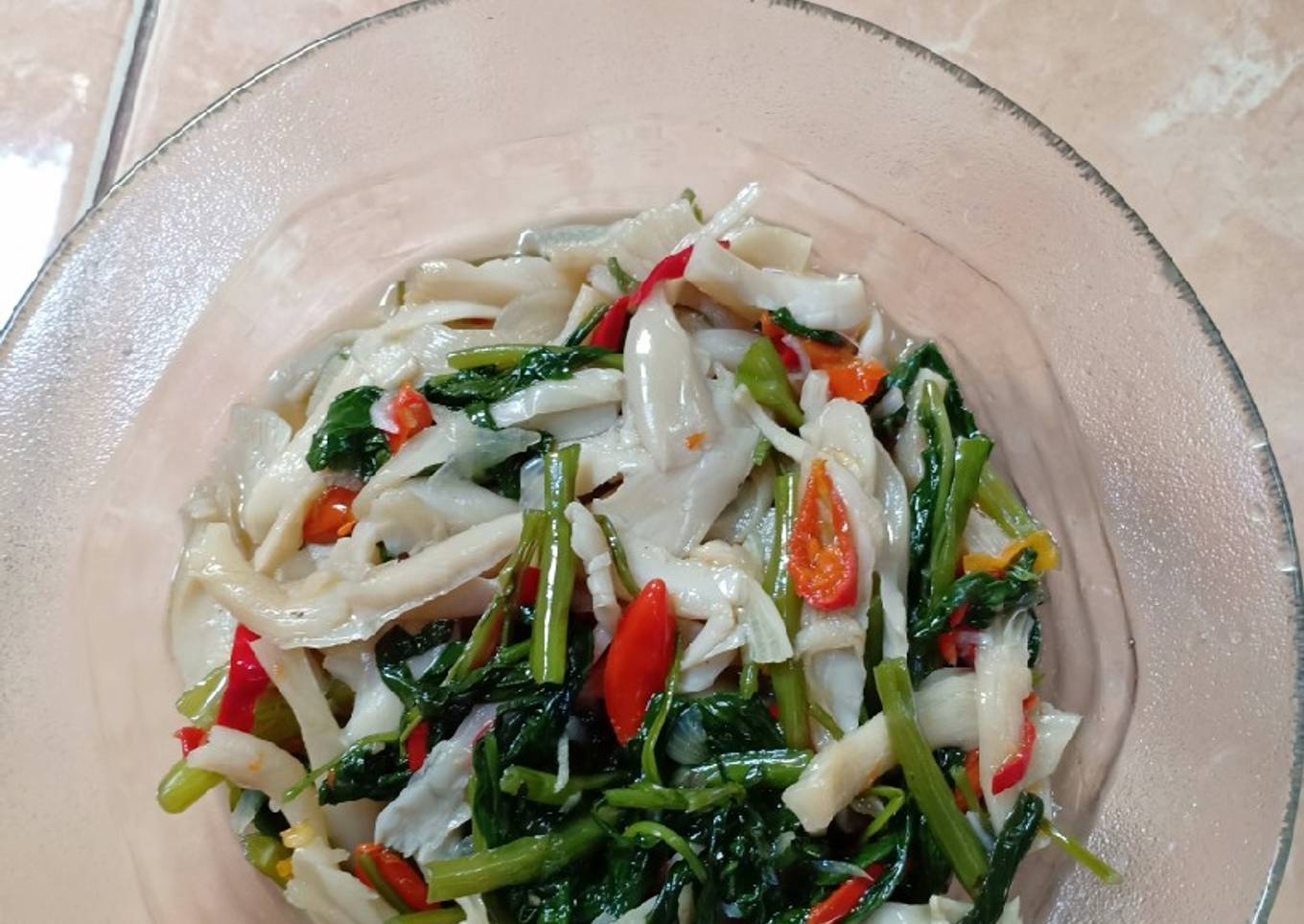 Kubis jamur pedas goreng