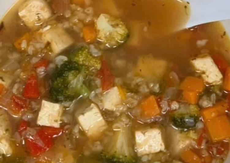 Healthy Tofu & Veggie Soup 🥣 
 Protein Pack One Pot Meal 