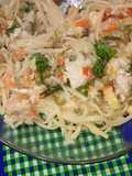 Pasta con crema,Pollo y Verduras