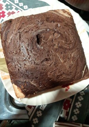 A picture of Marble Cake on Stove.
