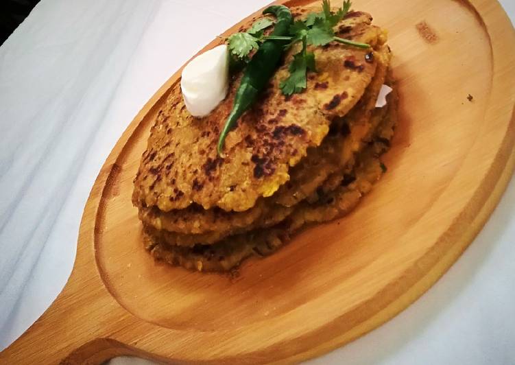 Leftover herbal khichdi paratha