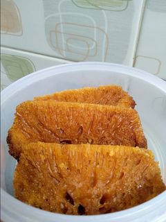 Foto resep Bolu karamel (sarang semut) 2 telur takaran sendok