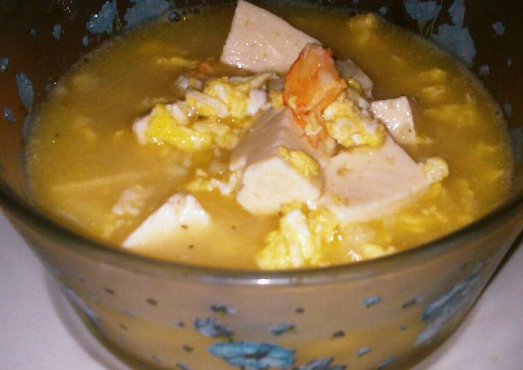 Sup udang tahu telur