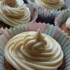 A picture of Vickys Maple Syrup Cupcakes, GF DF EF SF NF.