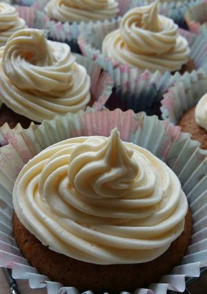 A picture of Vickys Maple Syrup Cupcakes, GF DF EF SF NF.