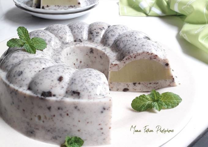 Resep Puding matcha oreo Anti Gagal