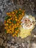 Curry de Garbanzos con Arroz Saborizado y Huevo al Micro
