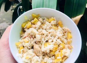 Hình của món Ăn dặm: cơm thịt heo xào thơm.