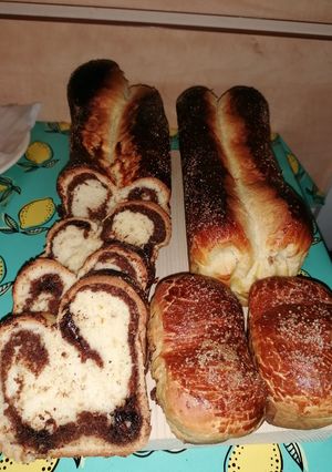 O poză a rețetei Cozonaci pufoși cu nucă, nucă de cocos și ciocolată ❤️.