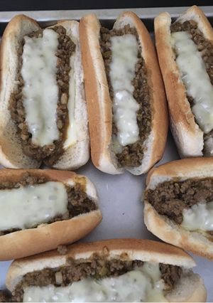 A picture of Sloppy Joe Philly steak and cheese,.