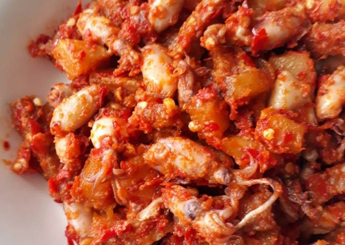 Balado baby cumi,kentang dan tempe