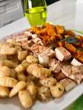 Gnocchi con crema di senape, tofu aff e zucca