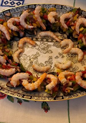 Una foto de Mejillones a la vinagreta con langostinos