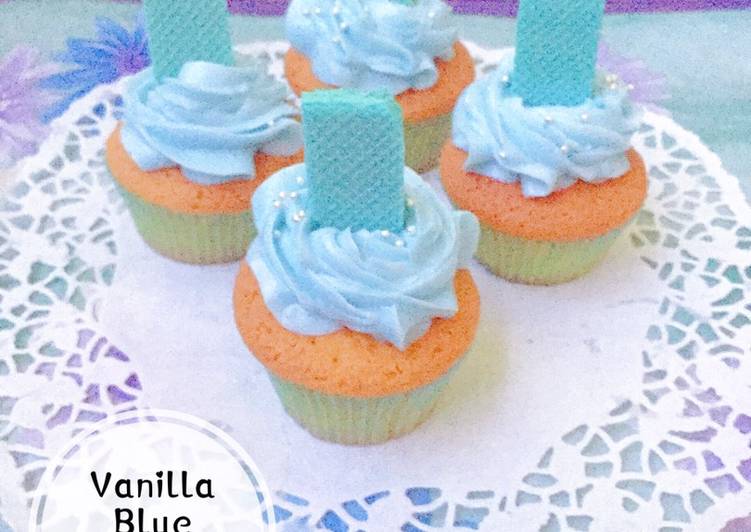 Cara Gampang Membuat Vanilla Blue Cupcakes Anti Gagal