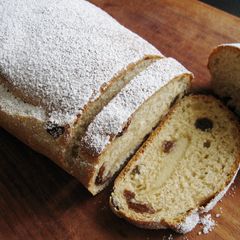 Marzipan Stuffed Sultana (Raisin) Bread Cake A picture of Marzipan Stuffed Sultana (Raisin) Bread Cake.