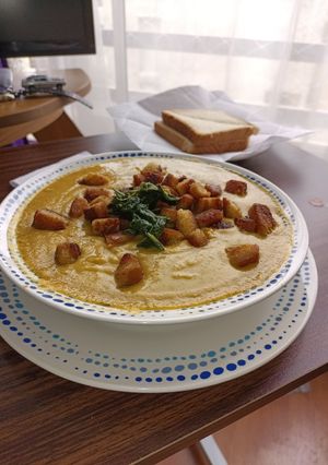 Una foto de Crema de garbanzos, con zapallo