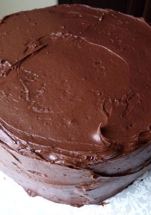 A picture of Chocolate cake in three layers.