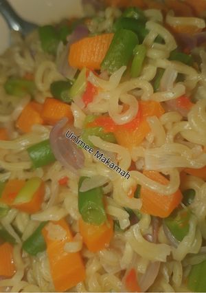 A picture of Noodles with few ingredients.