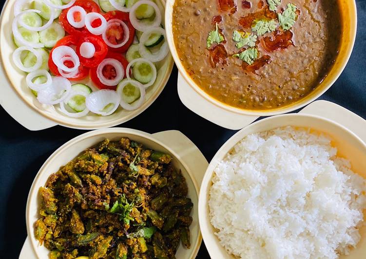 How to Make Any-night-of-the-week Besan wali bhindi,Masoor dal