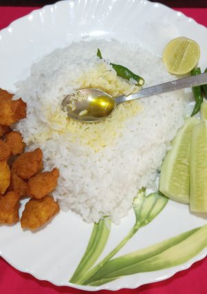 A picture of Panta Bhaat (Leftover Fermented Rice) with Daler Bora.