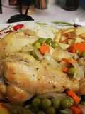 Pollo arvejado jugoso y sabroso