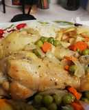 Pollo arvejado jugoso y sabroso