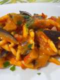 Fresh Trofie Pasta with Eggplant and Fresh Cherry Tomatoes