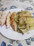 Solomillo de pavo al horno con patatas y verduras
