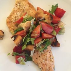 Almond Crusted Trout with Strawberry Salad A picture of Almond Crusted Trout with Strawberry Salad.