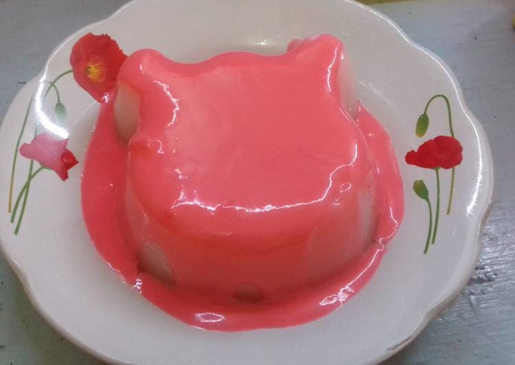 Cara olah Puding Jelly Kelapa Pink Vla  Anti Gagal