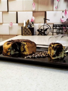 A picture of Choco marble cake with minty vanilla (Eggless).