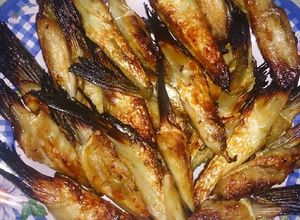 Hình của món Vi cá hồi nướng.