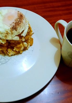 Una foto de Revuelto de huevos con plátano #camino