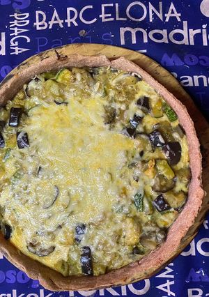 Una foto de Tarta de zapallito y berenjena