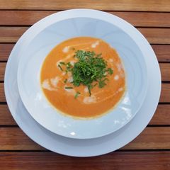 A picture of Red split lentils soup.