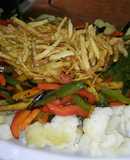 Antipasto de vegetales al wok