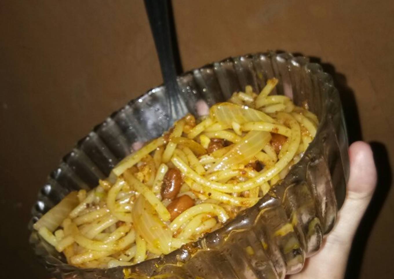 Spaghetti aglio bumbu rendang