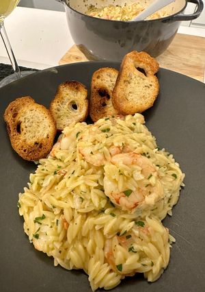 A picture of Shrimp Scampi With Orzo.