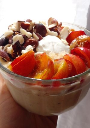 Una foto de Papilla en kéfir y queso sabor coco