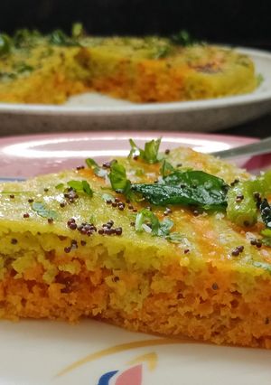 A picture of Marble effect dhokla.