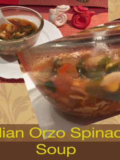 A picture of Italian Orzo Spinach Soup.