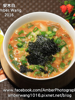 【元本山幸福廚房】韓式泡菜海苔蛋花年糕湯 的食譜成品照片