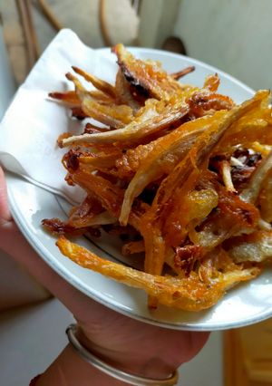 Hình của món Hoa chuối chiên giòn.